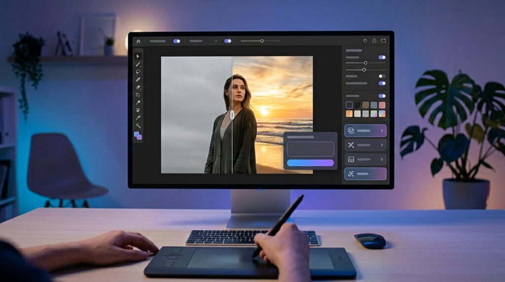 Free AI image editor modifying a photo