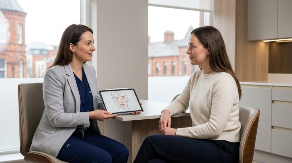 Lip filler Belfast consultation in an aesthetic clinic