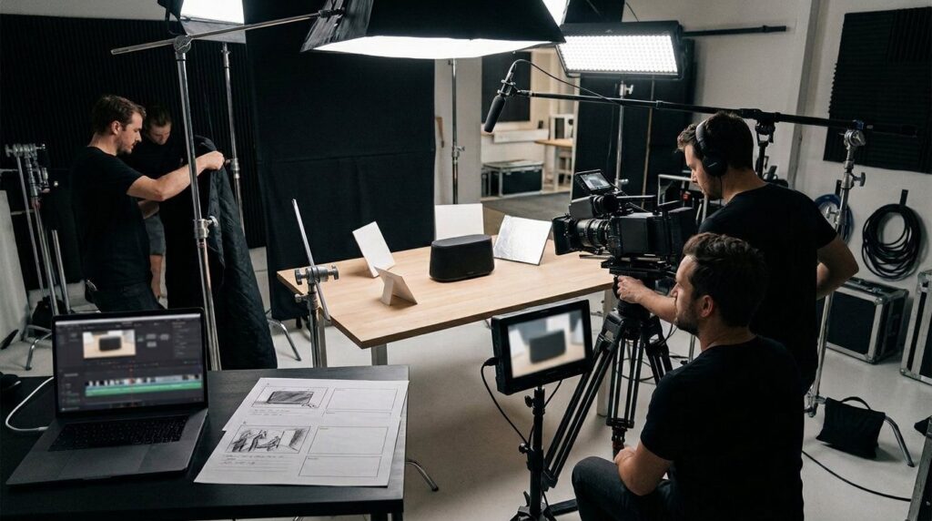 Product demo video production in a professional studio